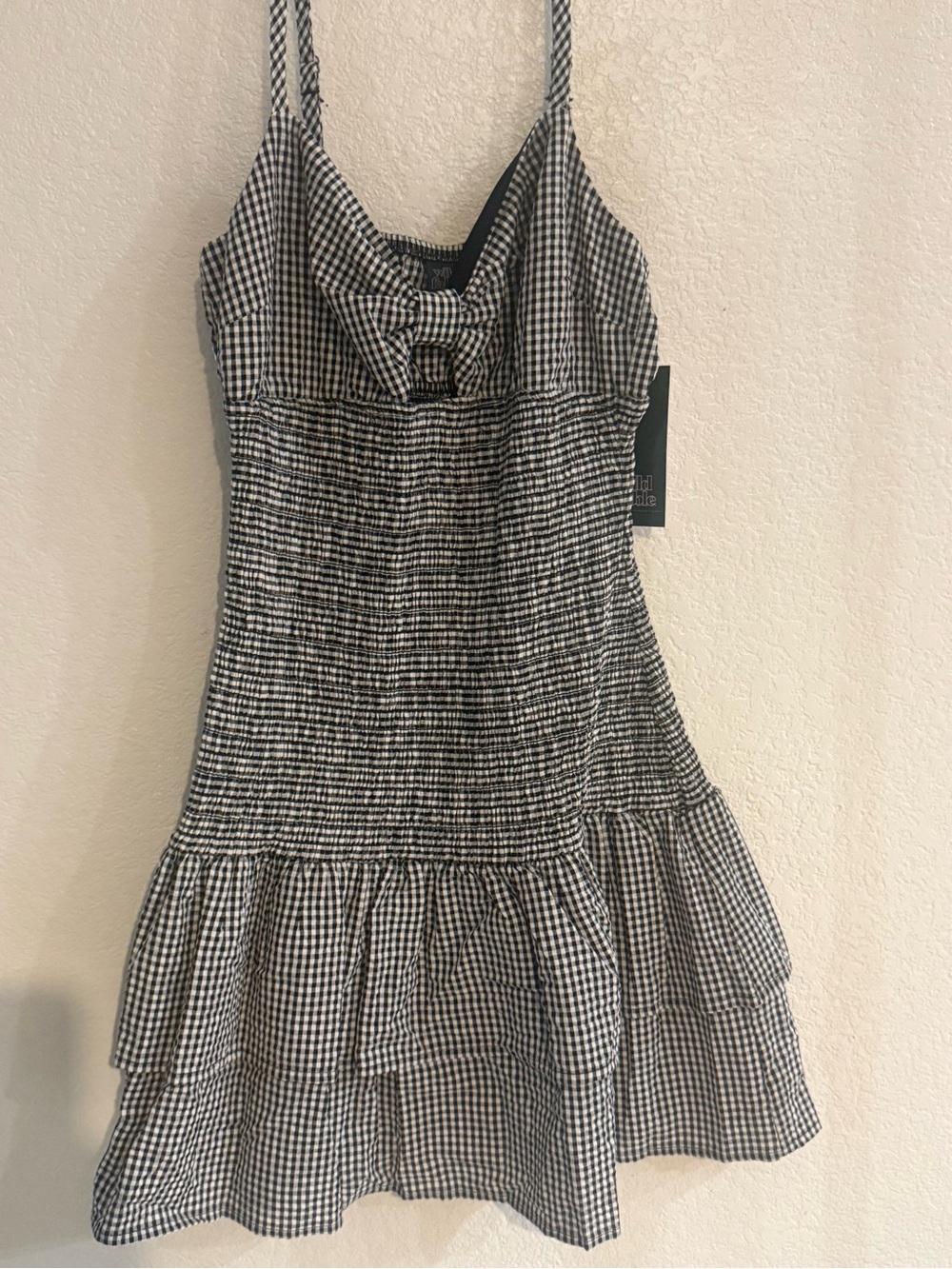 wild fable Black & White Gingham Tie-Front Mini Dress